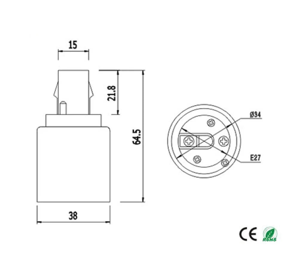 2PCS 2-Pin G24d to E26 E27 adapter 2P CFL Led Bombillas G24 to Screw Light Socket Bulb Base Lampholder Converter Adapter