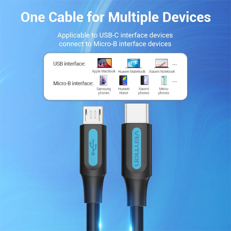 Vention Type C to Micro USB Cable Fast Charging Type-C Adapter for Samsung Huawei Xiaomi MacBook Pro OTG Mobile Phone Micro USB