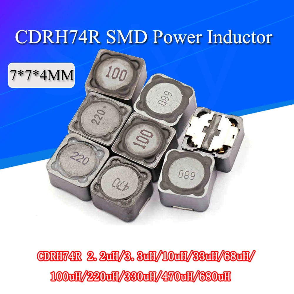 5PCS CDRH74R Inductance Wire Wound Chip Shielded Inductor 2.2/3.3/4.7/10/22/33/47/68/100/220/330/uh 7*7*4mm SMD Power Inductor