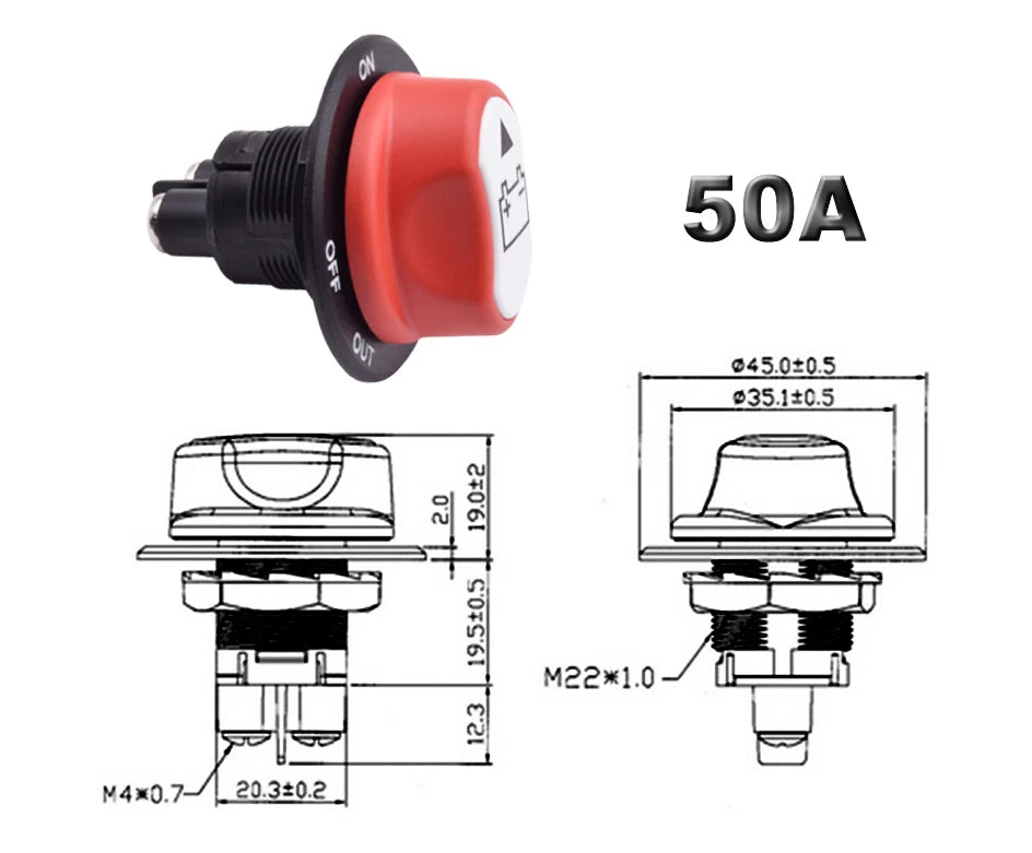 50A 100A 200A 300A Car Battery Disconnect Cut Off Kill Switch Rotary 12V 24V DC Power Isolator Auto Motorcycle Boat Accessories
