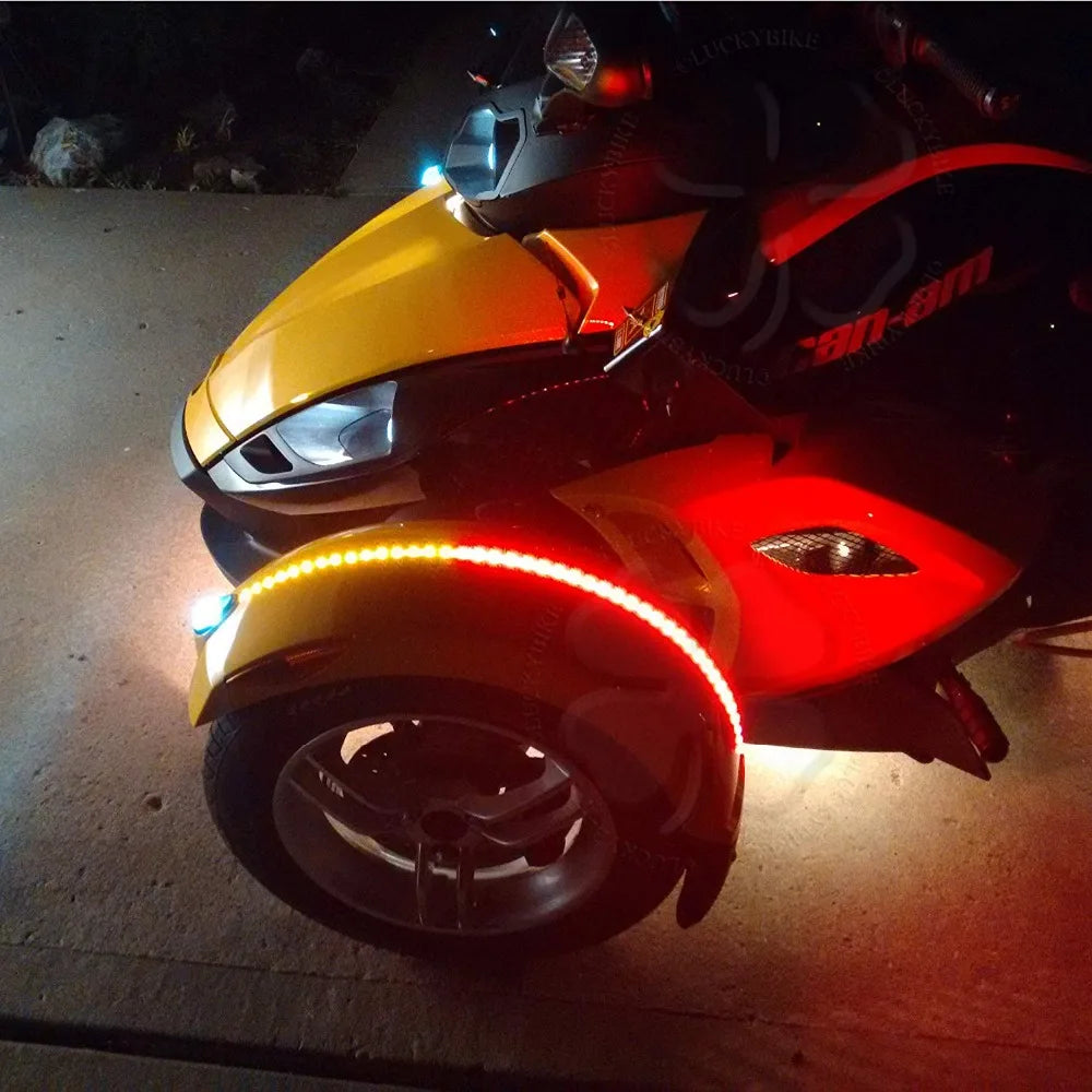 2x Dual Color LED flex Fender Channel Strip Red White Can Am Spyder f3s ryker dual color 3528 Orange LED strip Light