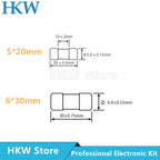 10pcs/lot 5*20mm 6*30mm Fast Blow Tube Fuses 250V 0.5A 1A 2A 3A 4A 5A 6A 6.3A 8A 10A 15A 20A 25A 30A AMP Fuse Ceramic Fusible