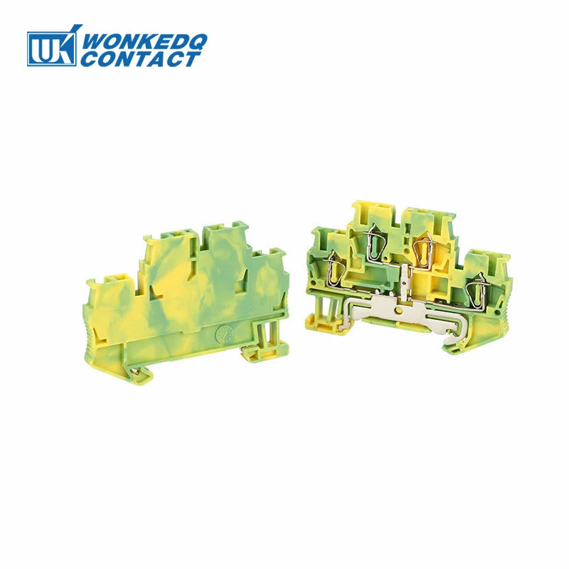 5Pcs STTB2.5-PE Ground Wire Connector Spring-cage 2 Level Earth Protect Plug Electrical STTB 2.5 PE Din Rail Terminal Block