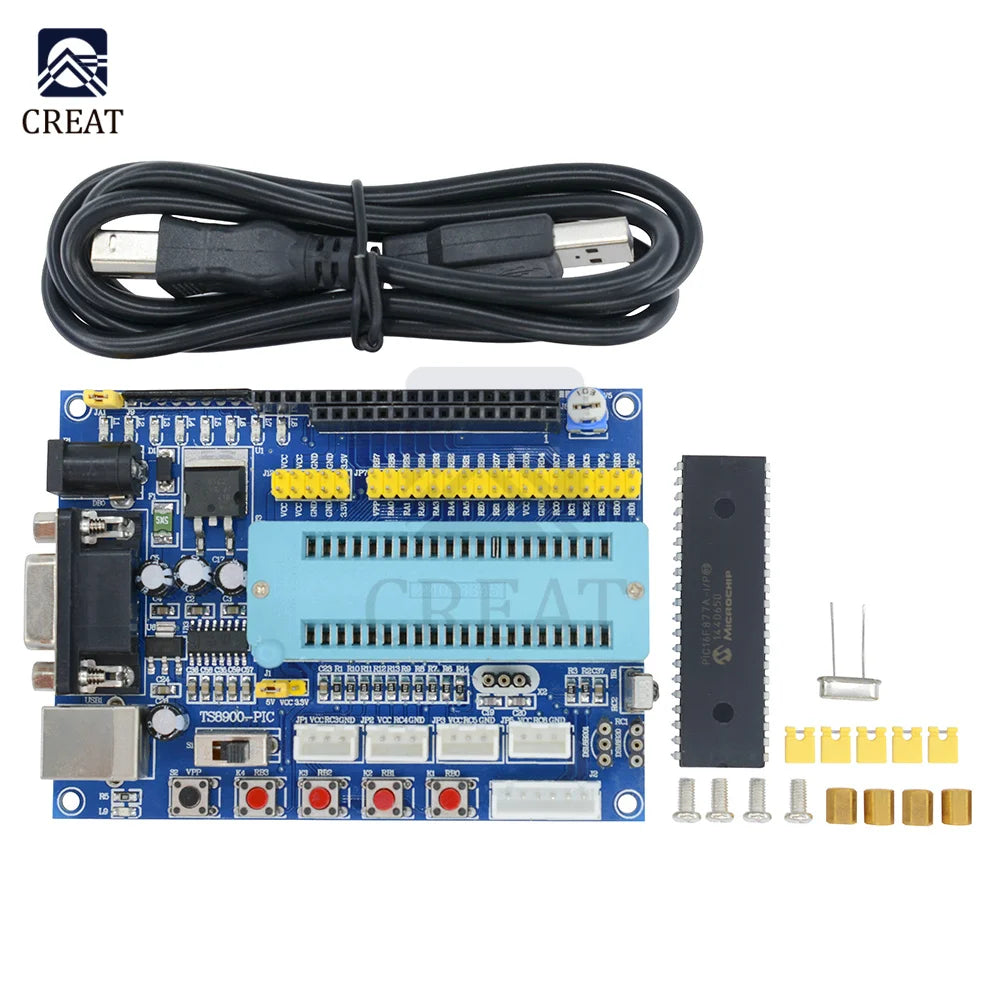 DC 12V PIC16F877A PIC Minimum System Development Board Emulator JTAG ICSP Program Minimum System Microcontroller Module