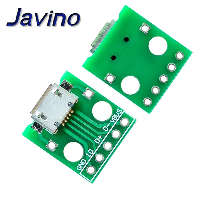 10pcs Micro USB To DIP Adapter 5pin Female Connector Module Board Panel Female 5-Pin Pinboard B Type PCB 2.54 MM