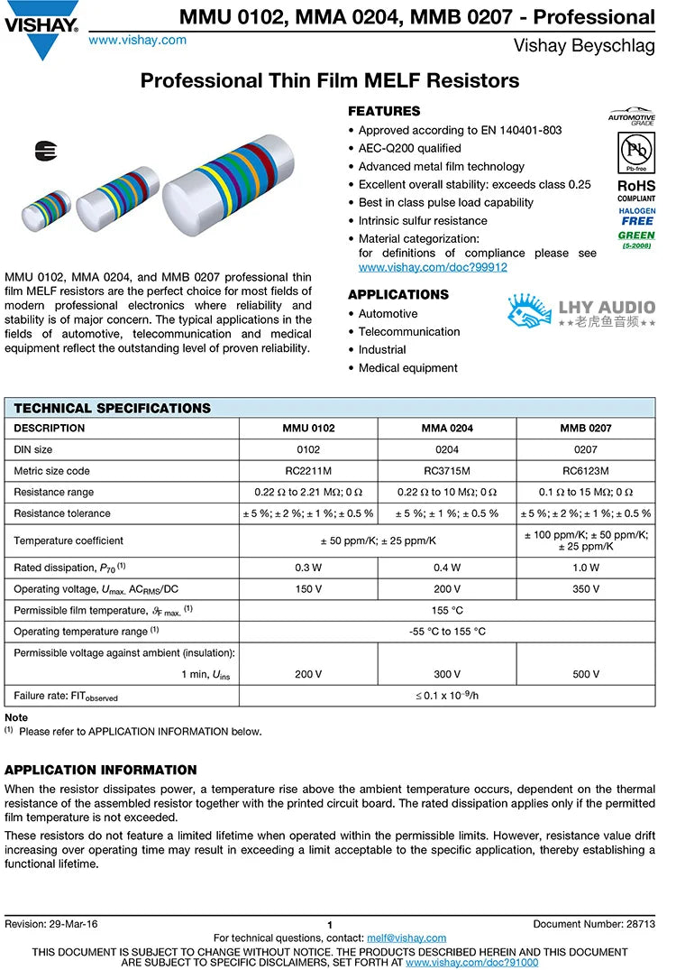 20pcs original Vishay MMA0204 Wafer Chip Resistors Cylindrical MMA 0204 1206 Volume 1% 50PPM Full Range SMD free shipping