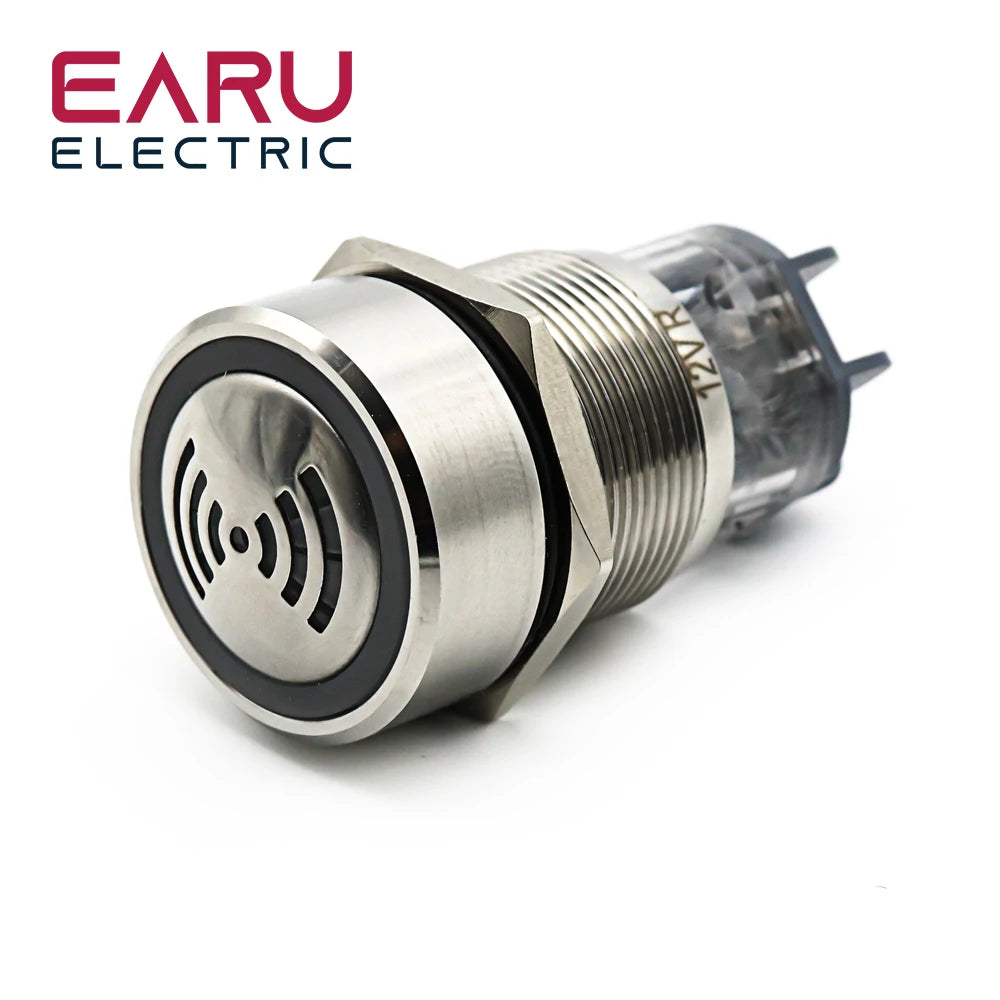 22mm IP67 Ultrashort Flash LED Alarm Indicator Light Signal Lamp Flashmetal Buzzer 12V 24V 220V Intermittent Sound Waterproor