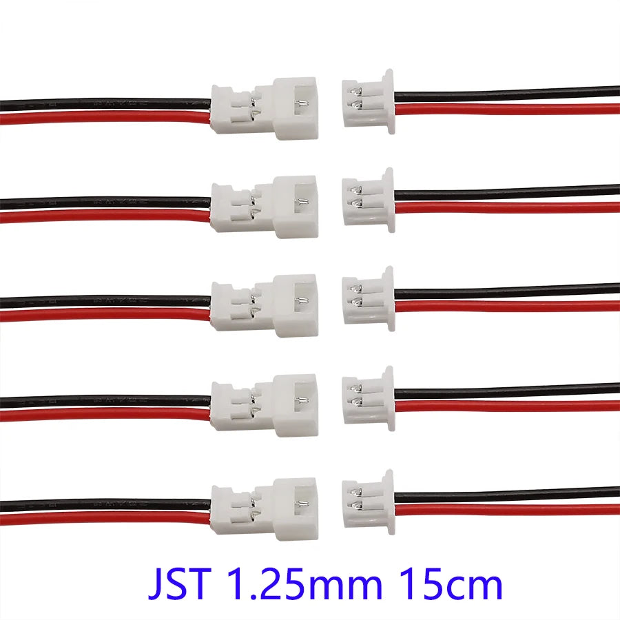 10/5/2 Pairs Small Mini JST 1.25mm PH2.0 XH2.54 2 Pin Male Female Plug Jack Connector Cable JST 1.25/2.0/2.54 2P Electronic Wire