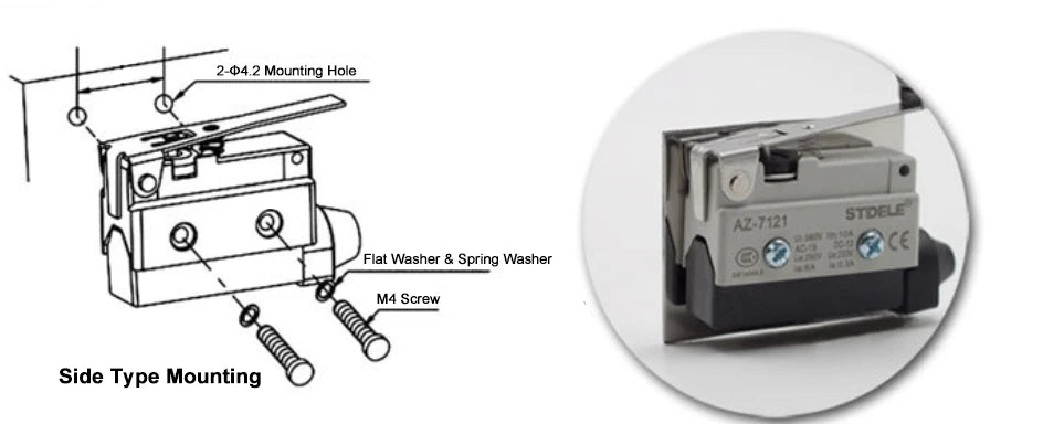 10A 250VAC AZ-7312 AZ-7311 AZ-7121 AZ-7310 TZ-7141 Waterproof Micro Switch Travel Limit Switch Straight 90degree Roller Lever