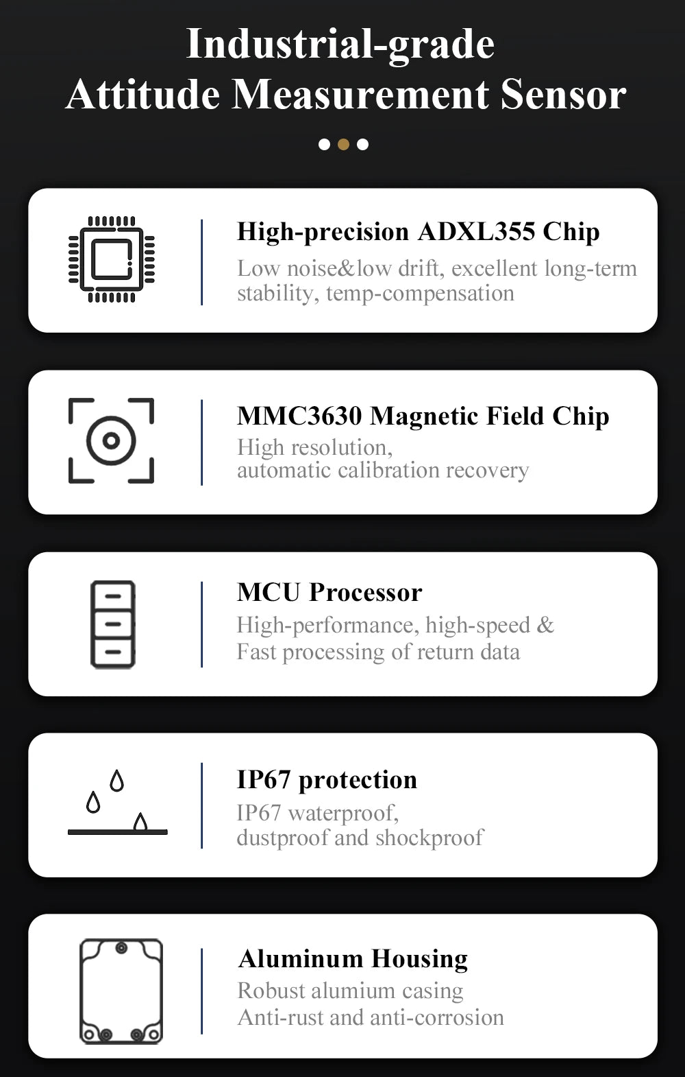 WitMotion HWT9053(X/Y±0.001°)3-Axis Acceleration+Gyro+Euler Sensor IP68 AHRS IMU Built in RM3100 Magnetometer Chip for UAV Robot