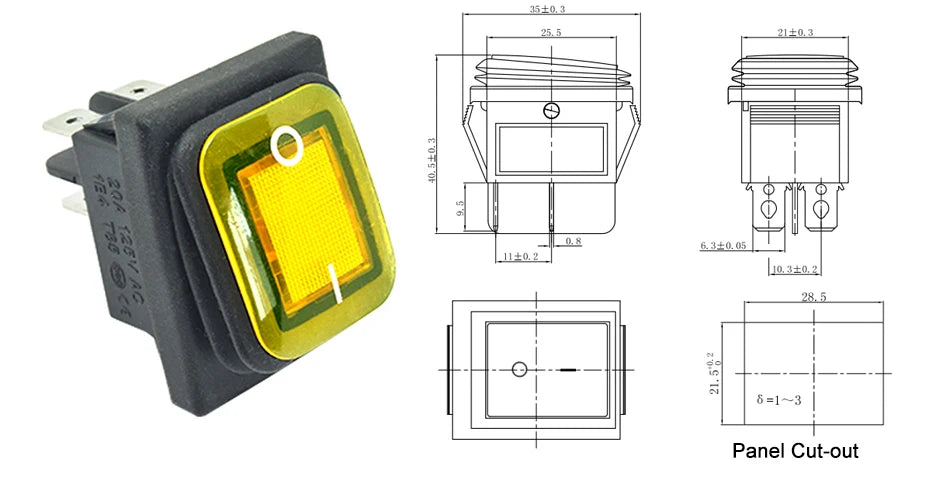 250VAC KCD4 201 203 Waterproof Rocker Switch DPST 4pin ON OFF 12V 220V LED 6 Pin ON OFF DPDT Boat Marine Car Rocker Switch