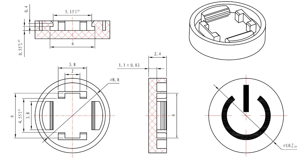 SJMS 5Pcs 6*6*9.5mm 6PIN DIP Through Hole Micro Push Button Tactile Momentary With LED Switch Tact Push Indication  Button mode
