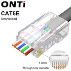 ONTi 10/50/100pcs CAT5E CAT6 CAT7 Plug RJ45 Connector 50U Gold Plated End Pass Through Network Cable Modular 8P8C Connector