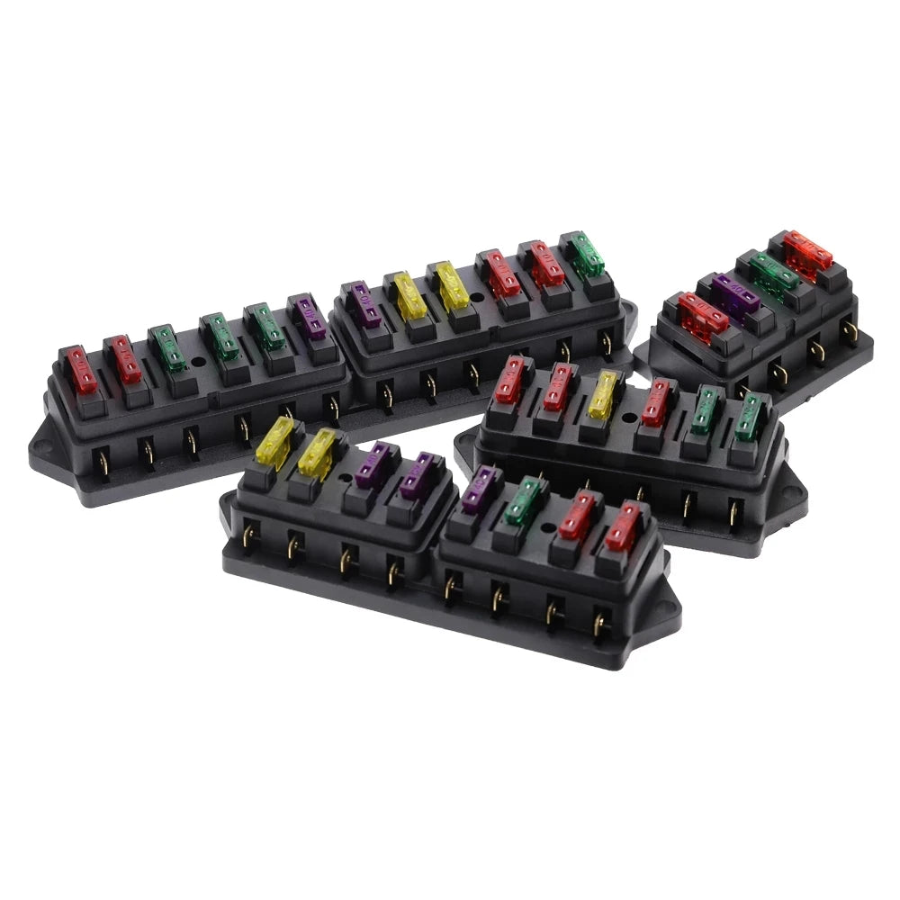 4/6/8/10/12 Way Car Fuse Holder Car Fuse Box Truck Auto Blade  with 4/6/8/10/12 Fuses for 12V 32V ATO Standard Circuit