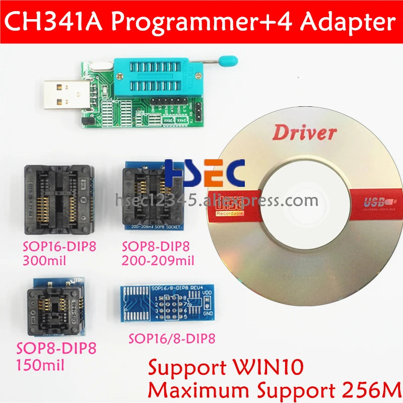 New ch341a bios usb programmer sop8 test clip soic8 sop16 1.8V adapter w25q64 mx25l6405 mx25l6405d 24 25 usb eeprom programmer