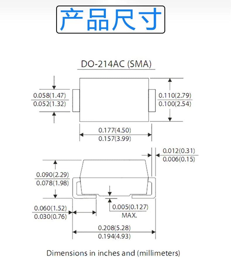 50pcs SS220 SMD Diode 2A/200V Schottky Diodes SMA Package Type A DO-214AC Model SR2200