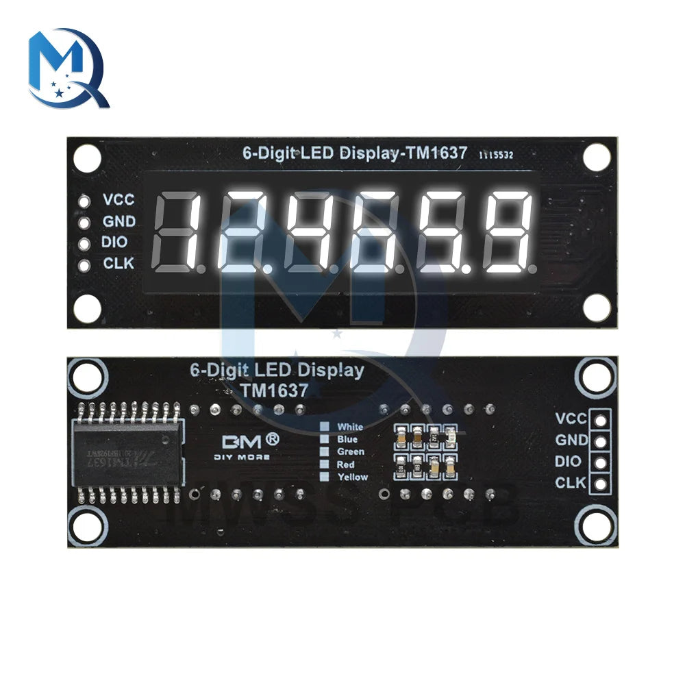 0.36 Inch TM1637 4/6-Digit LED Digital Display Tube Module Red/Green/Yellow/Blue/White 0.36" Decimal 7 Segments For Arduino