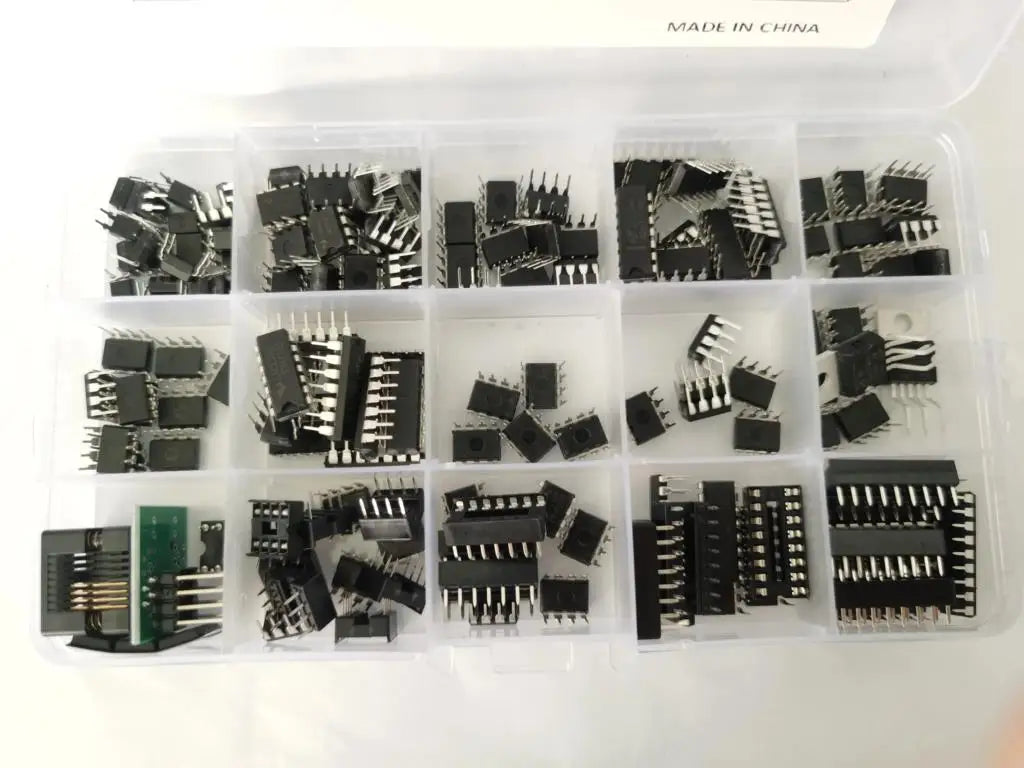 XL IC Chip Assortment 150 pcs, opamp, oscillator, pwm, PC817, NE555, LM358, LM324, JRC4558, LM393, LM339, NE5532, LM386, TDA2030