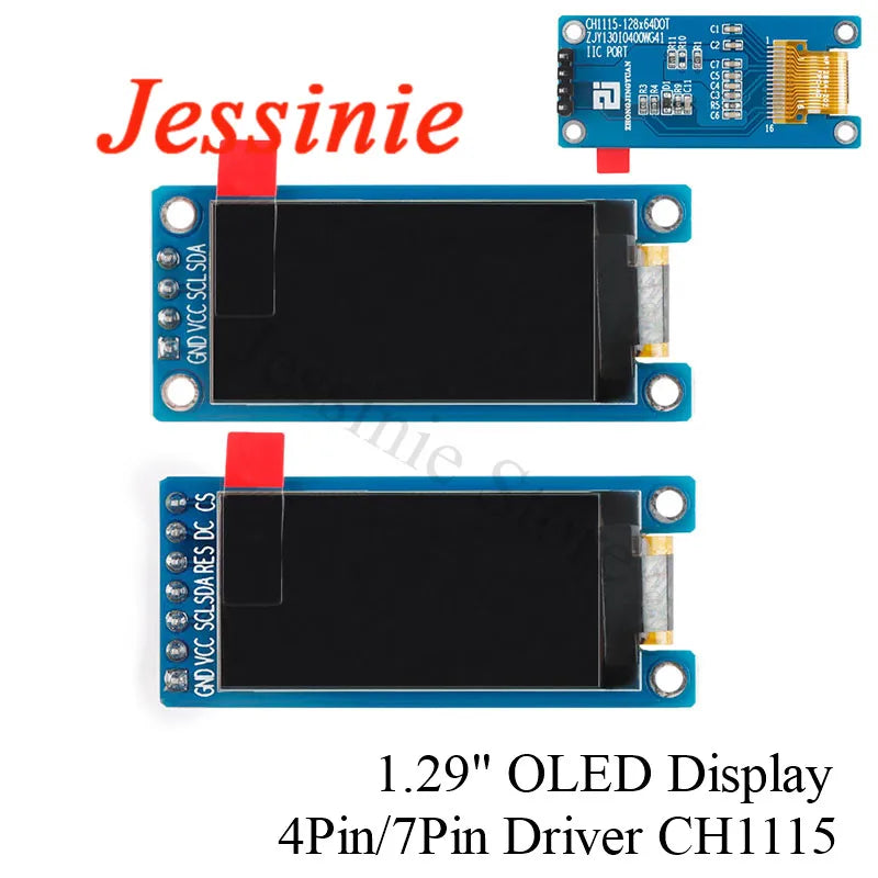 1.29 Inch OLED Module 1.29" 12864 Screen White 128X64 OLED LCD LED Display Module IIC SPI Interface CH1115 for Arduino 4Pin 7Pin