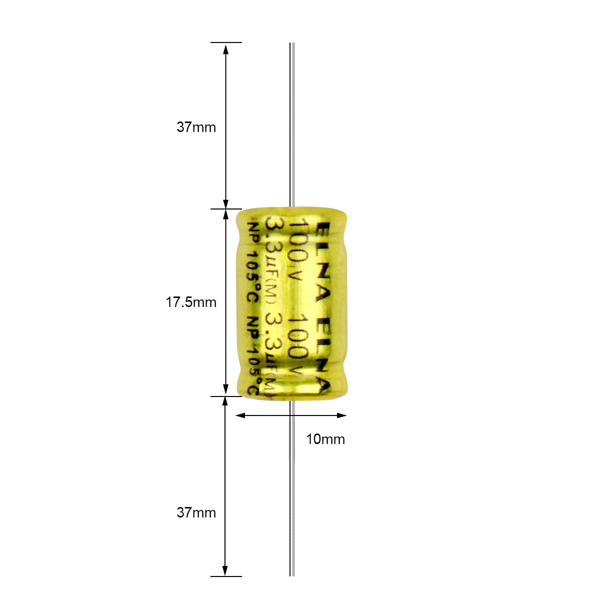 10Pcs 100V Horizontal Speaker Audio Capacitor Non Polarity Frequency Divider Crossover Polypropylene 1UF 1.5UF 2.2UF 3.3UF 4.7UF