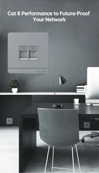 AMPCOM Wall Faceplate with CAT8 40Gbps STP Keystone Jack, RJ45 Self-Locking Zinc Alloy Module With 86mm Wall Plate