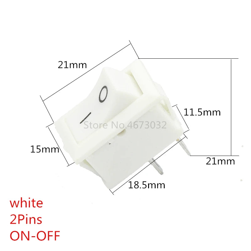 10PCS Push Button Switch 15x21mm SPST 2Pin KCD11 KCD1 Snap-in On/Off Boat Rocker Switch 15MM*21MM Black Red and White