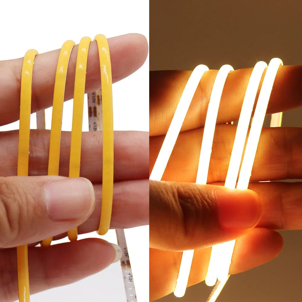 Ultimate Thin 2mm COB LED Strip Light for DIY Craft Cabinet Shelf 12V Filament Warm Cool White Flexible Linear Tape Lights Bar