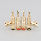 4pcs/set VB202G High Performance 24K Gold Plated Audio Banana Connectors 45Dgree Locking Banana Plug For Hifi Speaker Cable