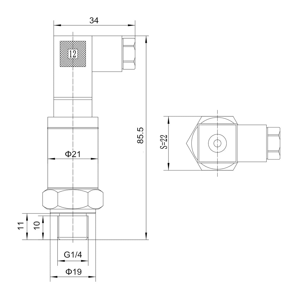 Water Oil Air Pressure Transmitter for Bulk Purchase  G1/4 9-36V 4-20mA 0-10V 0-600bar Optional 304SS Shell Sensor Transducer