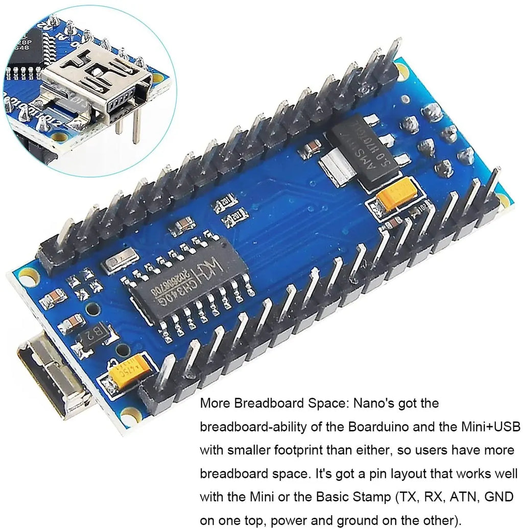 Mini Nano V3.0 ATmega328P Microcontroller Board for Arduino CH340 USB Driver 16Mhz Nano V3.0 ATMEGA328P/168P