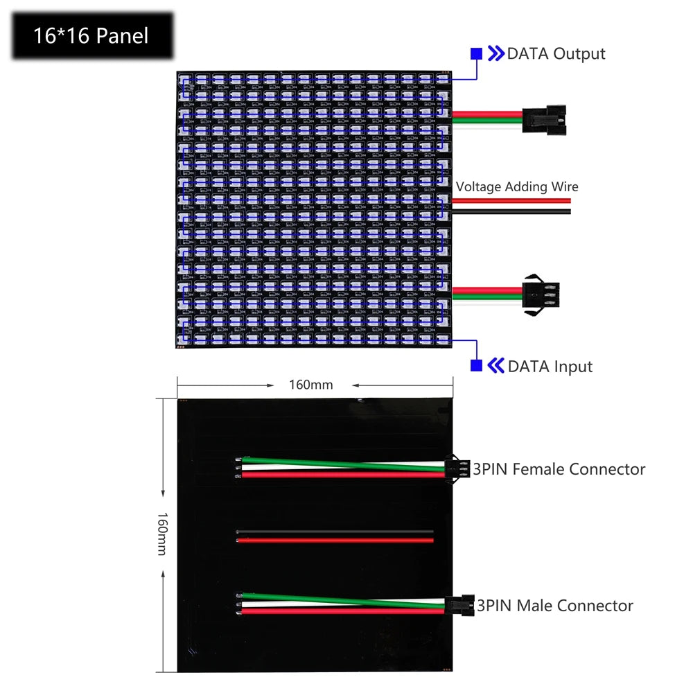 WS2812B RGB LED Digital Flexible Individually Addressable Panel Light WS2812 8x8 16x16 8x32 Module Matrix Screen DC5V