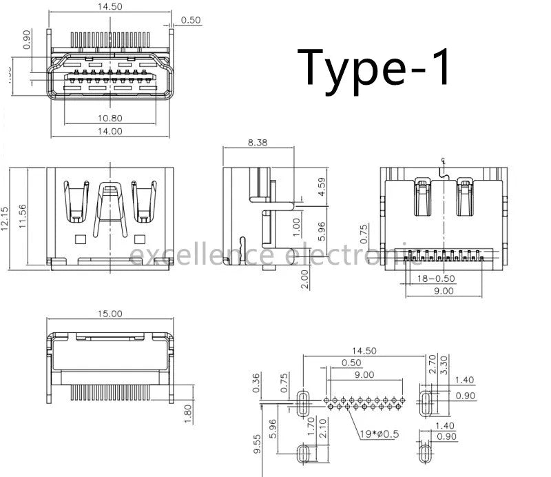 5/10Pcs 19Pin SMD HDMI Socket Vertical Right Angle HD Interface Surface Mount PCB Receptacle Connector for Repair
