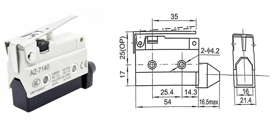 10A 250VAC AZ-7312 AZ-7311 AZ-7121 AZ-7310 TZ-7141 Waterproof Micro Switch Travel Limit Switch Straight 90degree Roller Lever