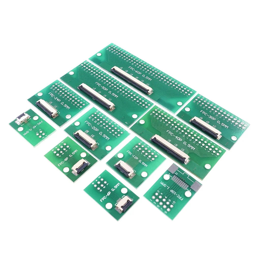2 Pcs FPC FFC Cable 4 6 8 10 12 15 20 24 30 40 50 60 PIN 0.5 Mm Cable PCB Adapter to 2.54 Mm 1 Inch Pitch Through Hole PCB