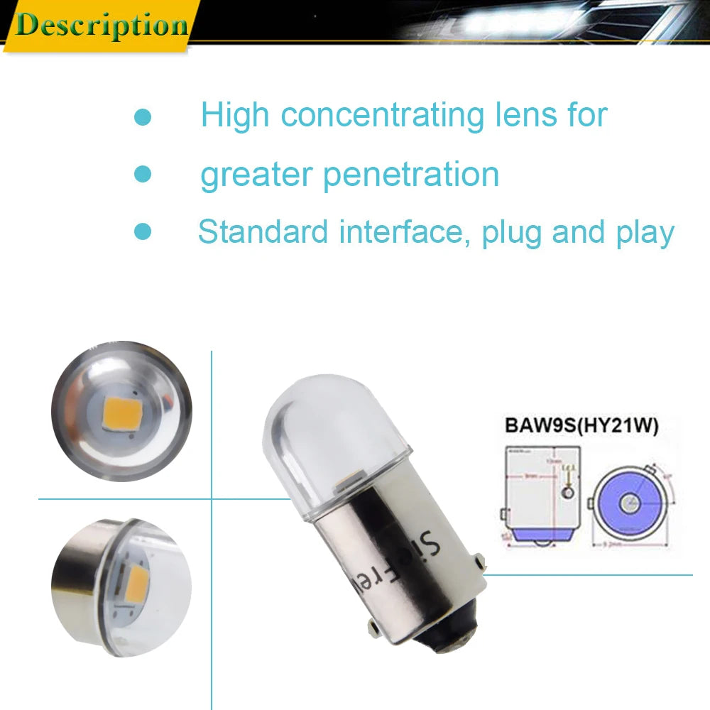 10X BA9S T4W BAX9S BAY9S BAW9S LED Lights Bulb For Auto Interior Dome Map Reading Light Side Marker Lamp Warm White 6V 12V 24V