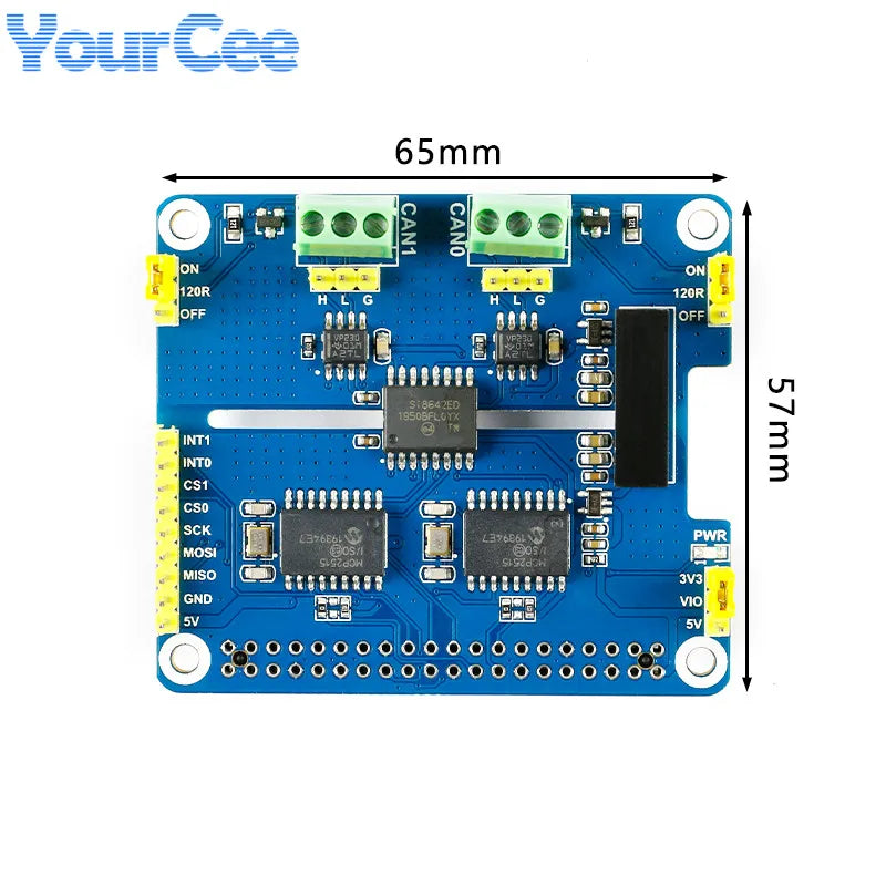 2 Channel Isolated CAN Expansion HAT MCP2515 SN65HVD230 Multi Onboard Protection Circuit for Raspberry Pi STM32 RS485