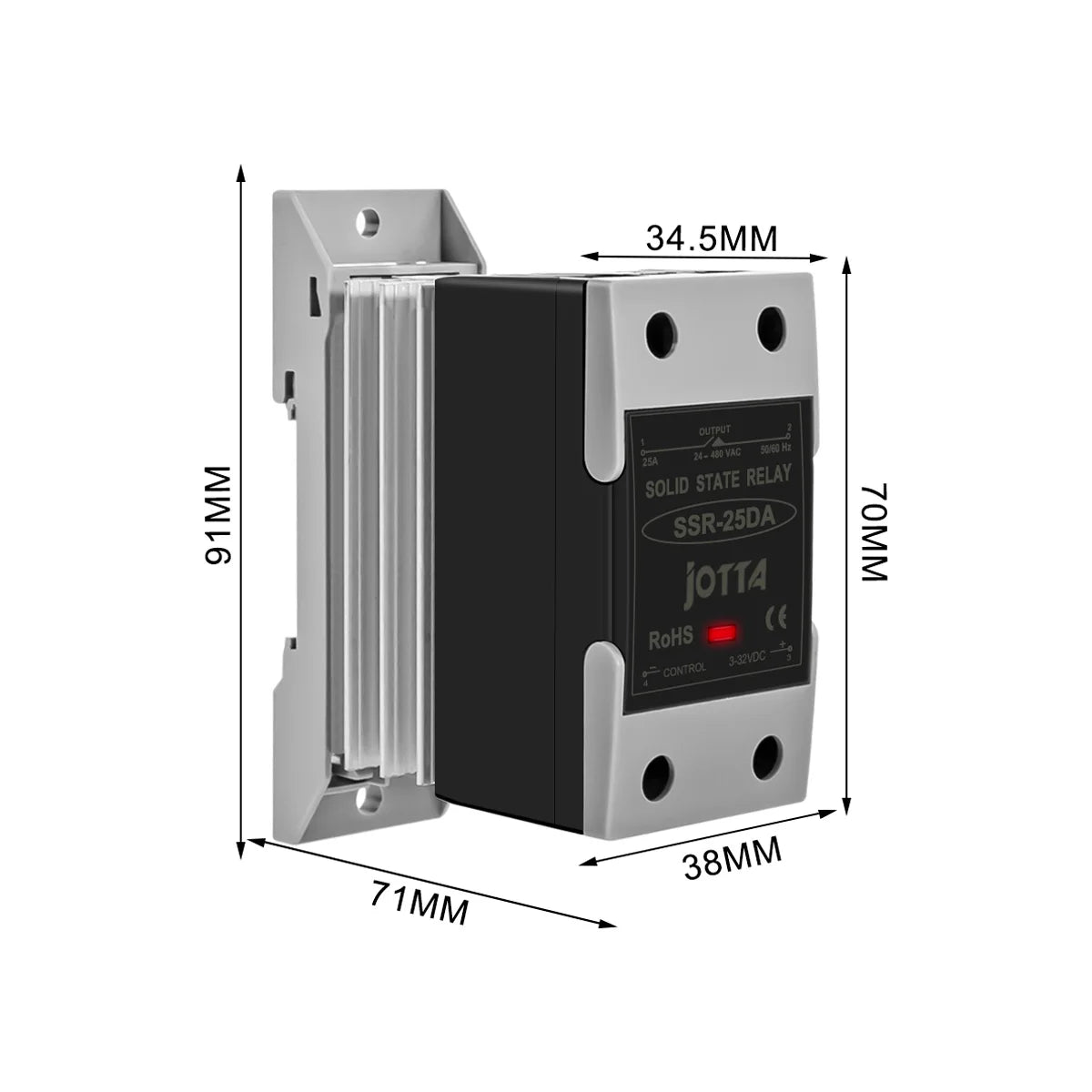 Din Rail Mounted SSR Single Phase Solid State Relay With Heat Sink SSR 10DA 25DA 40DA 60DA 80DA 100DA 120DA