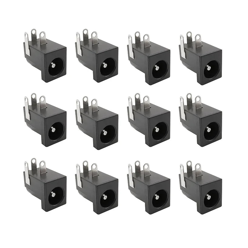 100Pcs DC005 5.5x2.1mm DC Power Supply Jack Socket Female Mount Connector DC-005 2.1mm X 5.5mm Black Barrel-Type PCB Holder