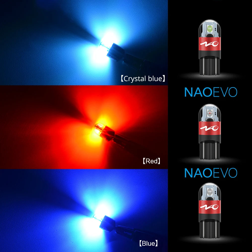 NAO W5W LED Car T10 Bulb 5W5 Auto Interior Light 3030 SMD 12V 24V Automobiles Side Signal Lamp 168 194 Clearance Lighting White