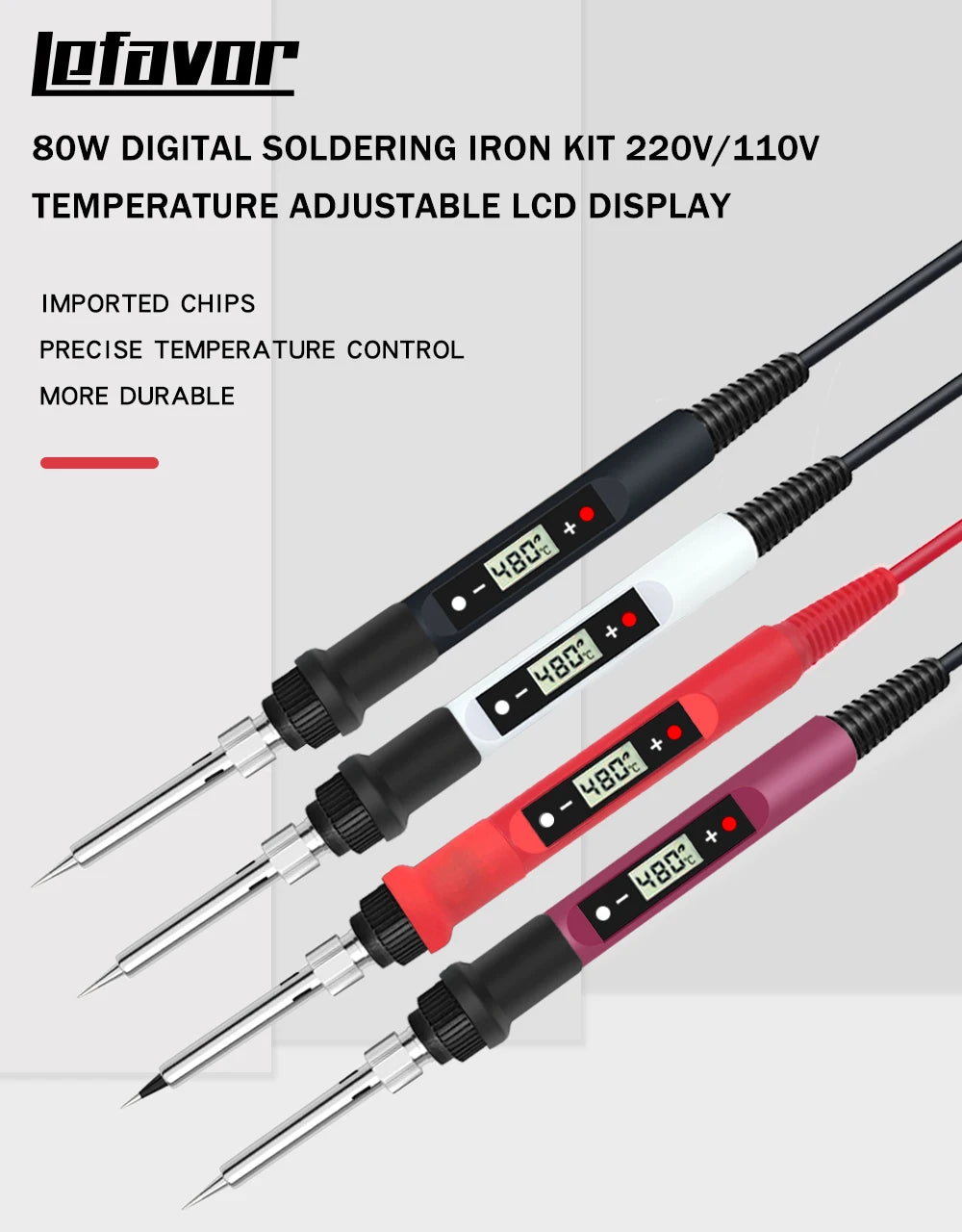 80W Digital Electric Soldering Iron Set Kit Temperature Adjustable 220V 110V  Ceramic Heater Soldering Tips Welding Tool  set