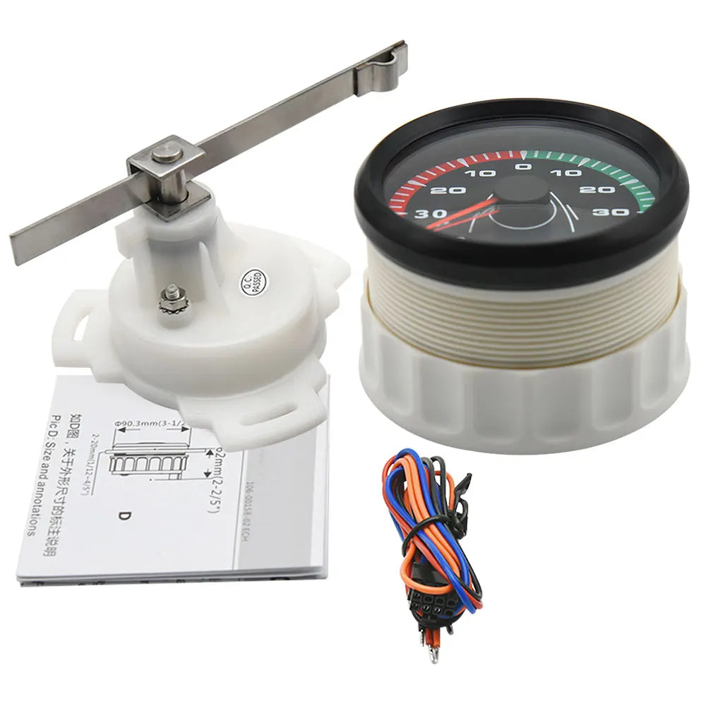 12V/24V STBD PORT Rudder Angle Meter 85mm Rudder Angle Indicator with 0-190 ohm Rudder Angle Sensor 7 Color Backlight Customized