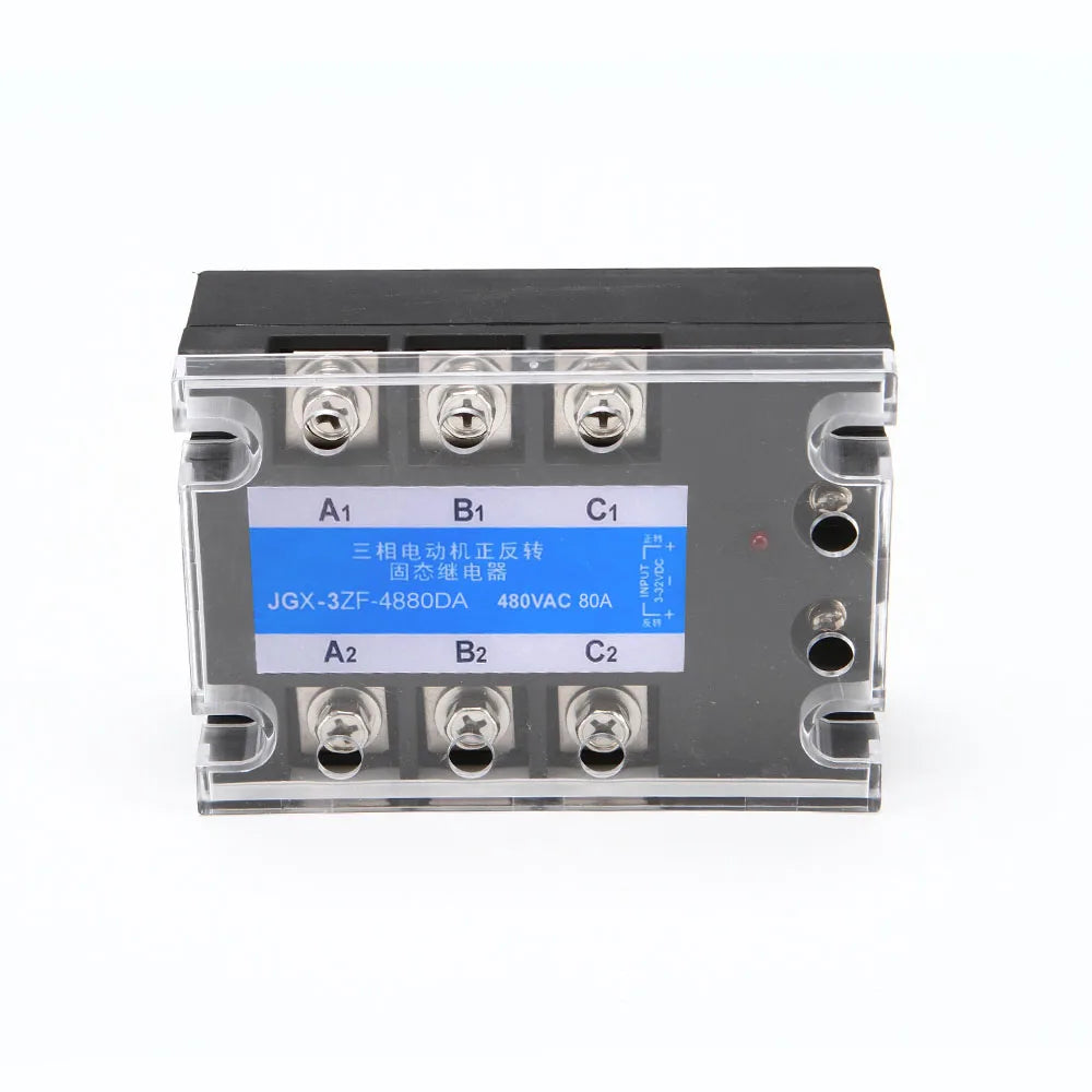 Three-Phase Motor Reversing Control Module SSR 10A-100A 32VDC Control 24-480VAC CE DC Forward & Reverse Solid State Relay