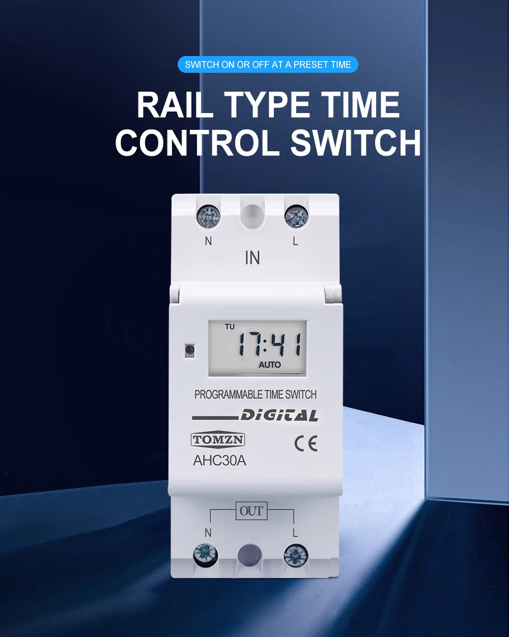 TOMZN New Type Din Rail Single Phase Weekly Ogrammable Digital TIME SWITCH Relay Timer Control AC 220V 230V 12V 24V 48V 16A