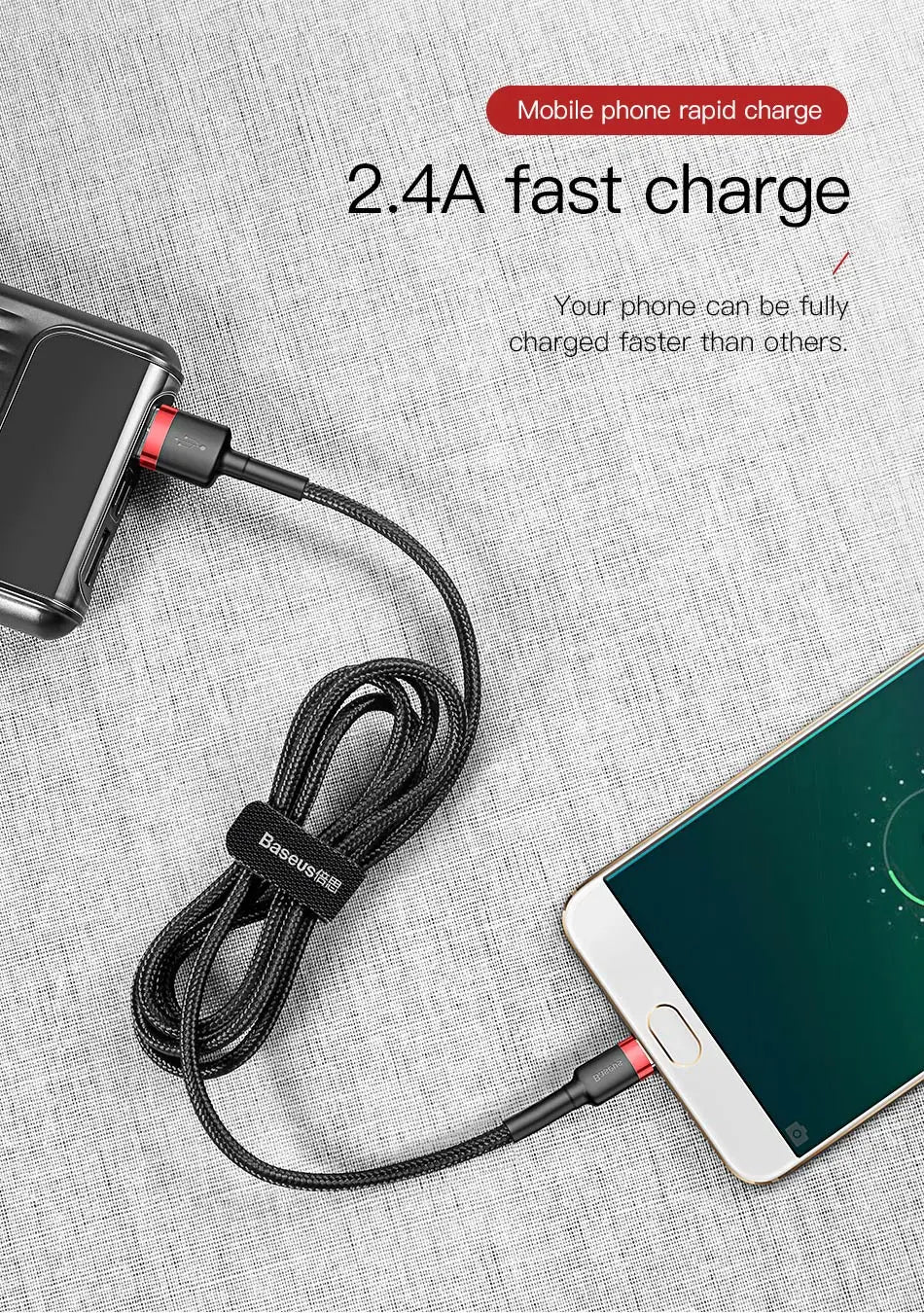 Baseus USB Micro Cable Quick Charge 3.0 Cable Fast Charging for Huawei P30 Xiaomi USB-C Charger Wire