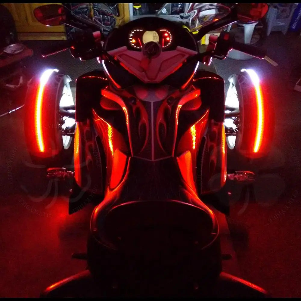 2x Dual Color LED flex Fender Channel Strip Red White Can Am Spyder f3s ryker dual color 3528 Orange LED strip Light