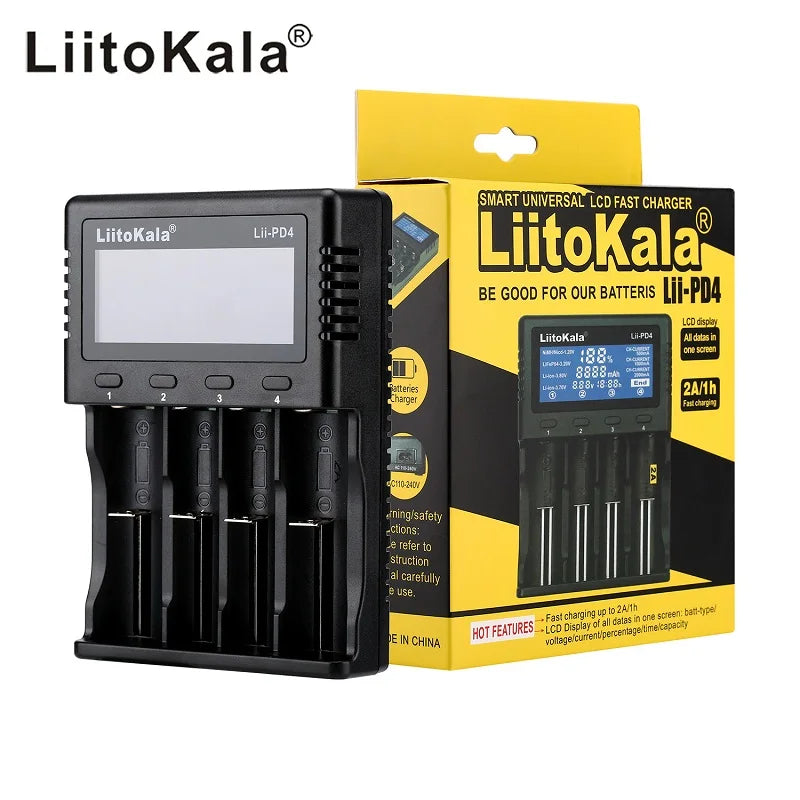 LiitoKala Lii-600 Lii-PD4 Lii-PD2 Lii-500 Lii-S8 LCD Battery Charger  For 21700 18650 18350 26650 22650 14500 NiMH