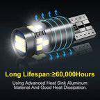 2Pcs W5W LED T10 Led Bulb 168 194 Canbus Nor Error 18SMD 3030 Car Signal Lights Clearance License Plate Lamp 6000K White 12V