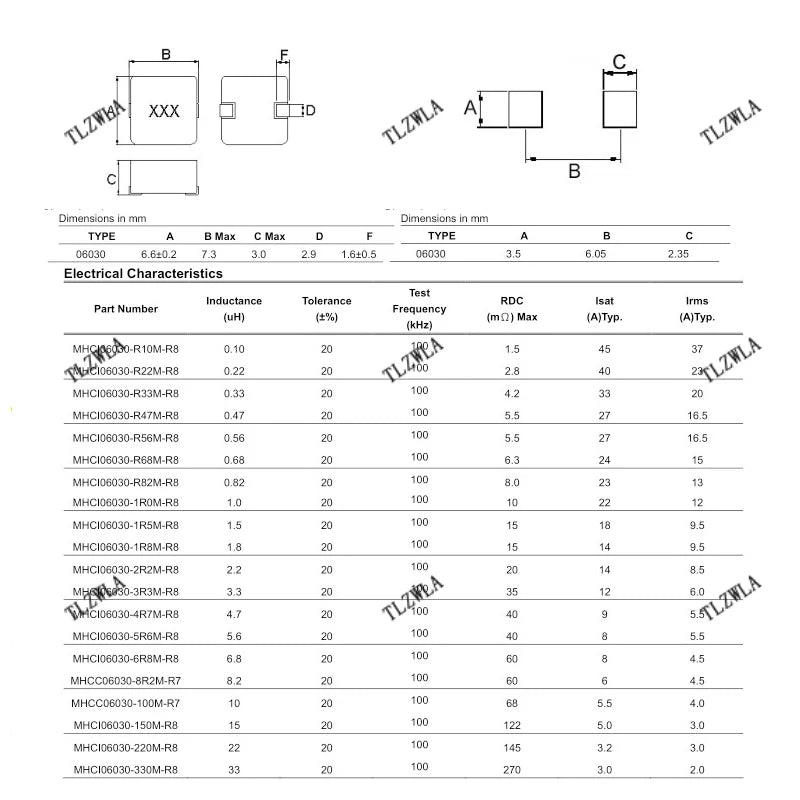 10PCS 0630 SMD Inductance 1UH 2.2UH 3.3UH 4.7UH 6.8UH 10UH 15UH 22UH 33UH 47UH Power Inductor