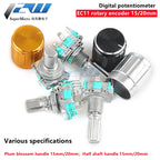 5PCS/LOT 20 Position 360 Degree Rotary Encoder EC11 w Push Button 5Pin Handle Long 15/20MM With A Built In Push Button Switch