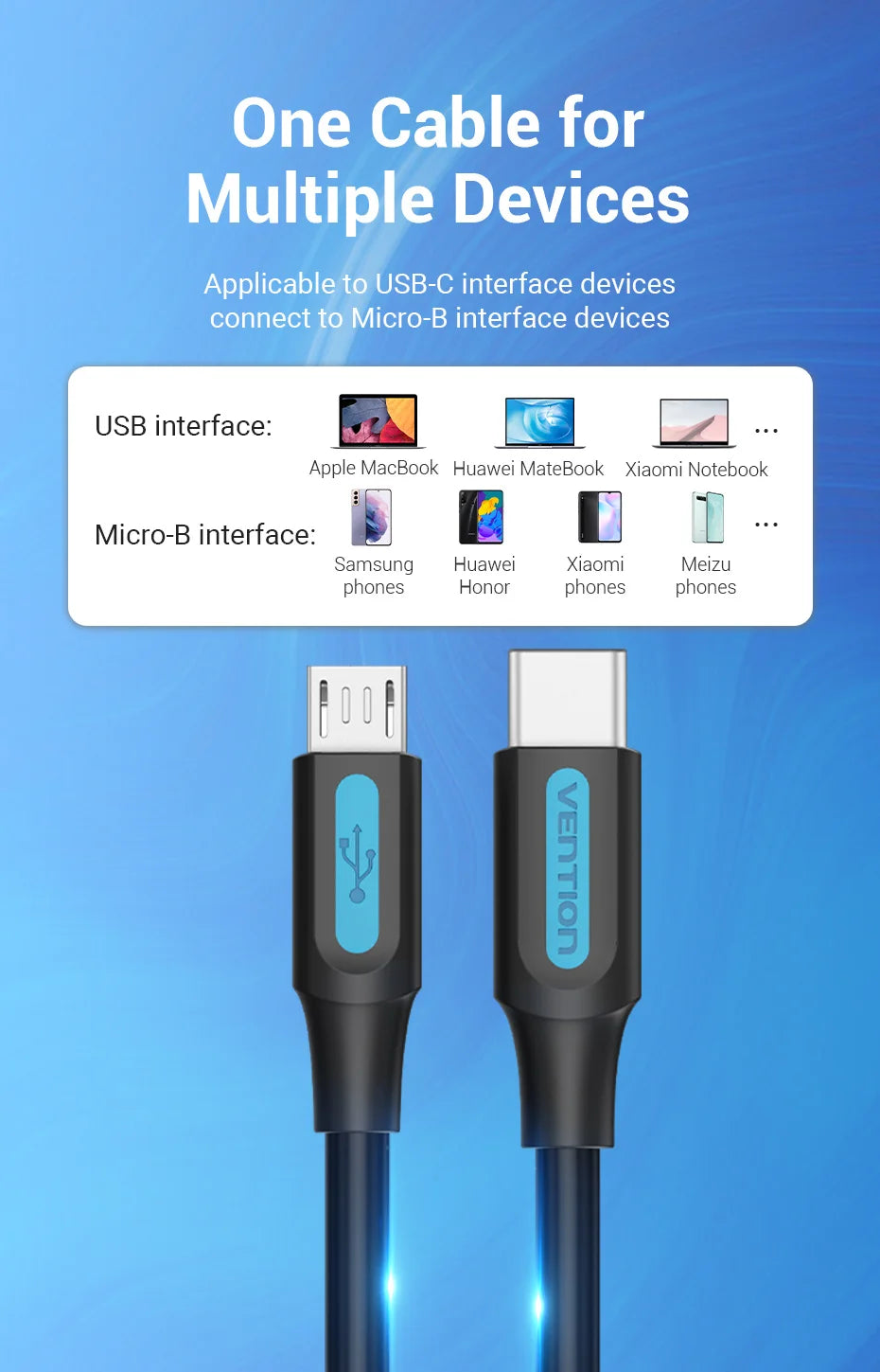 Vention Type C to Micro USB Cable Fast Charging Type-C Adapter for Samsung Huawei Xiaomi MacBook Pro OTG Mobile Phone Micro USB